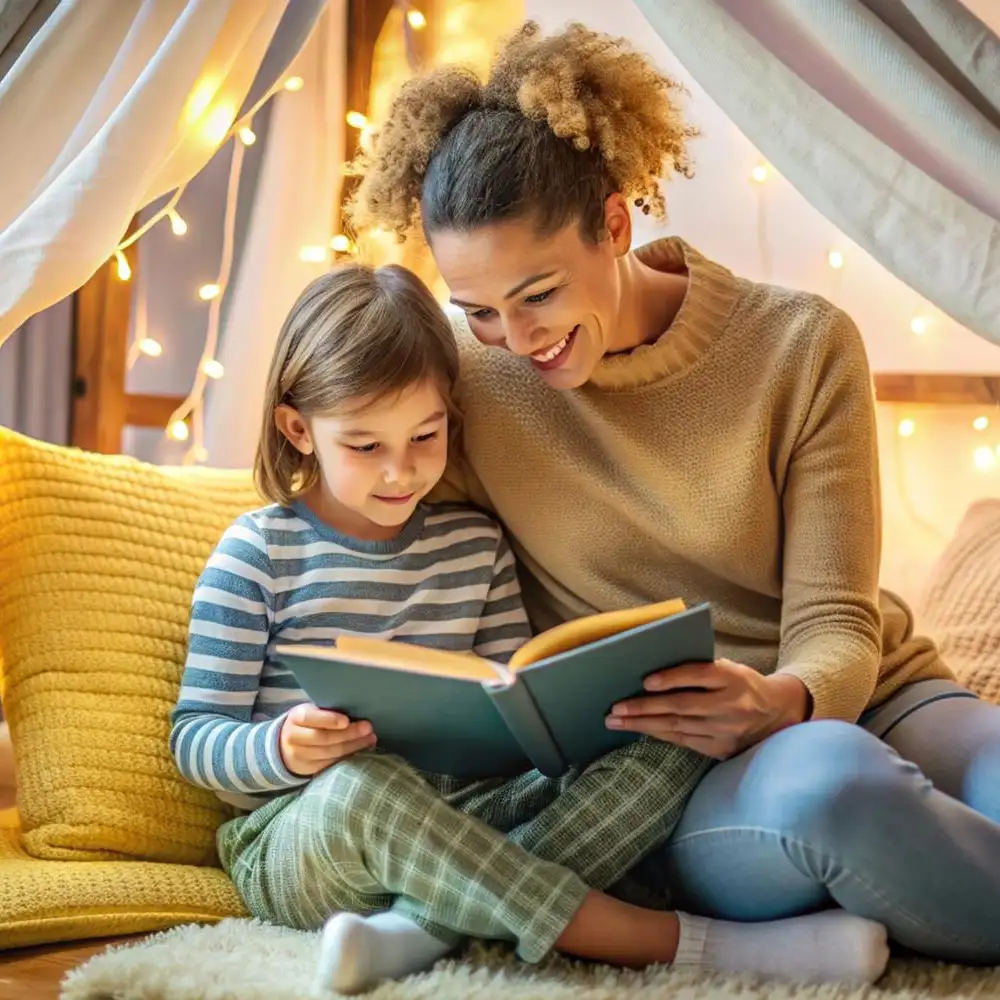 Mother and Child Reading Together